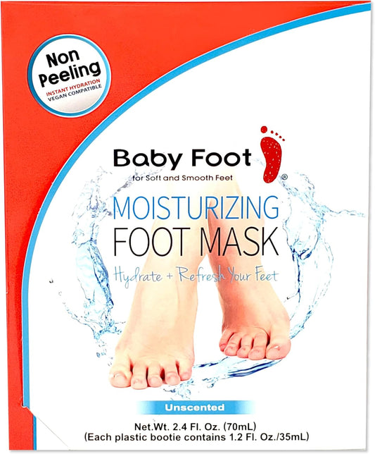 Baby Foot Hydrating Foot Mask for Dry Cracked Feet – Moisturizing Foot Mask Non Peel Treatment – Soft Smooth Feet Repair with Collagen & Hyaluronic Acid – 15 Minute Spa Foot Care, Unscented