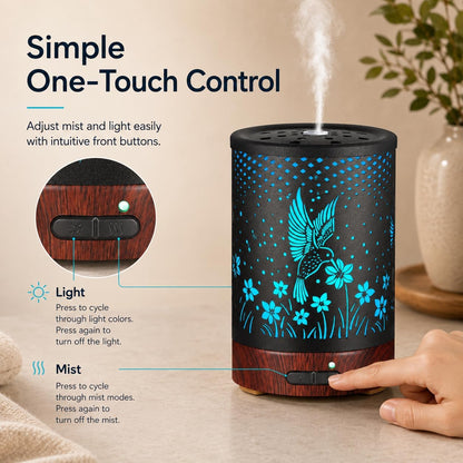 Essential Oil Diffuser, Ultrasonic Diffuser for Essential Oil, Cool Mist Humidifier Aromatherapy Diffuser with 7 Color Lighting Changing Modes, Waterless Auto Shut-Off for Home（Flower Fairy）