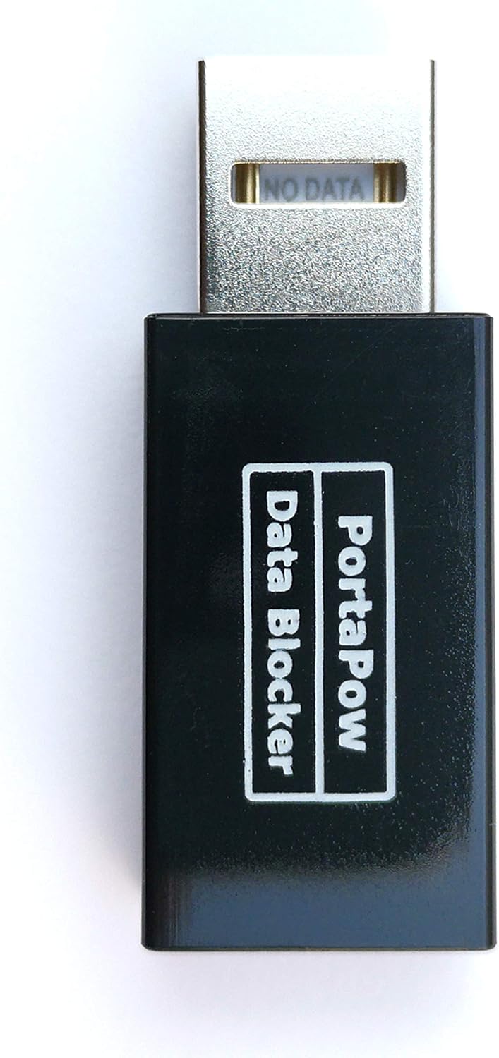 PortaPow USB Data Blocker (White 2 Pack) - Protect Against Juice Jacking