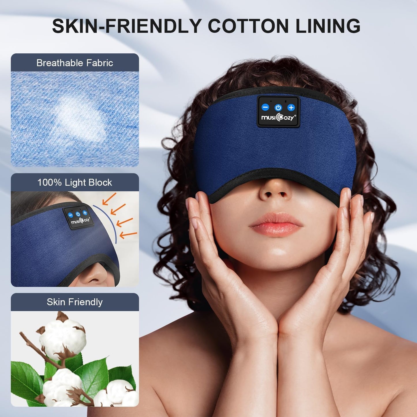 MUSICOZY Sleep Headphones, Bluetooth 5.4 Sleep Mask Headband Headphones Sleeping Eye Mask, Wireless Music Earbuds Earphones with HD Stereo Speakers for Side Sleepers, Cool Gadgets Unique Gift