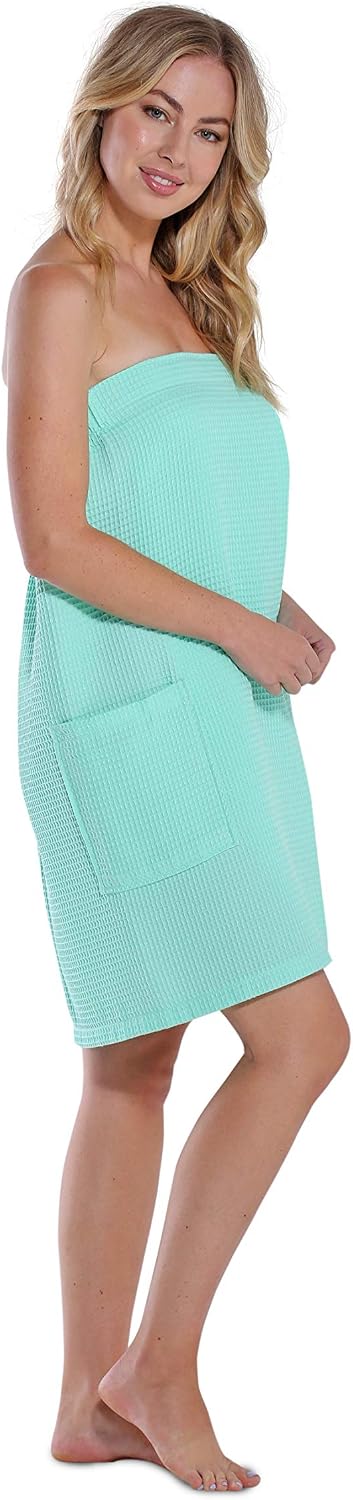 Turquaz Lightweight Knee Length Waffle Robes For Women Spa Bath Waffle