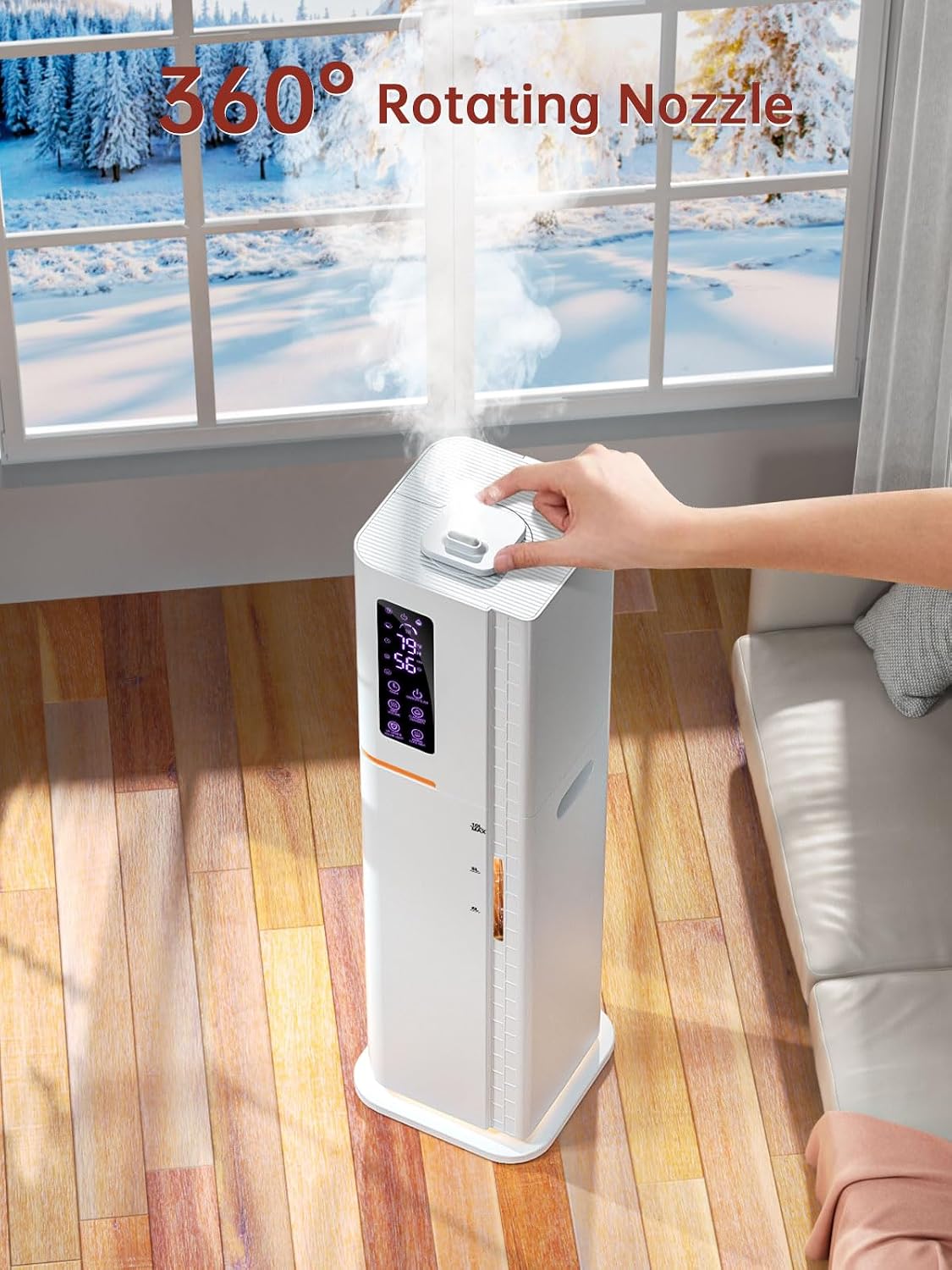 2.64Gal Humidifiers for Bedroom Home Office Plant, Top Fill Cool/Warm Mist Up to 500ft², 35dB Ultra Quiet, 3 Mist Modes, 24H Timer, Ambient Light Diffuser for Baby & Plant
