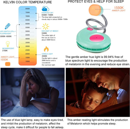 LUXSWAY Rechargeable Reading Book Light for Kids,LED Reading Lights for Books in Bed,Amber Book Light with Magnetic,Flexible Gooseneck,Cute Bookmark Lights for Bookworms-Orange