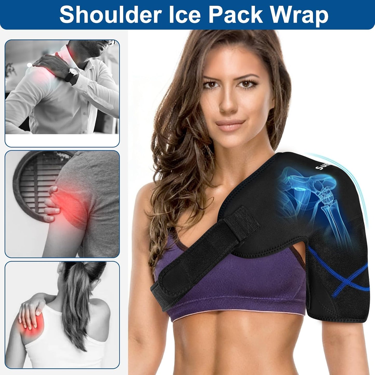 SuzziPad Shoulder Ice Pack Wrap for Rotator Cuff, Baseball Pitchers & Arm