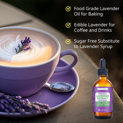 Kate Naturals Lavender Extract for Baking, Drinks, Coffee, Lattes (1oz)