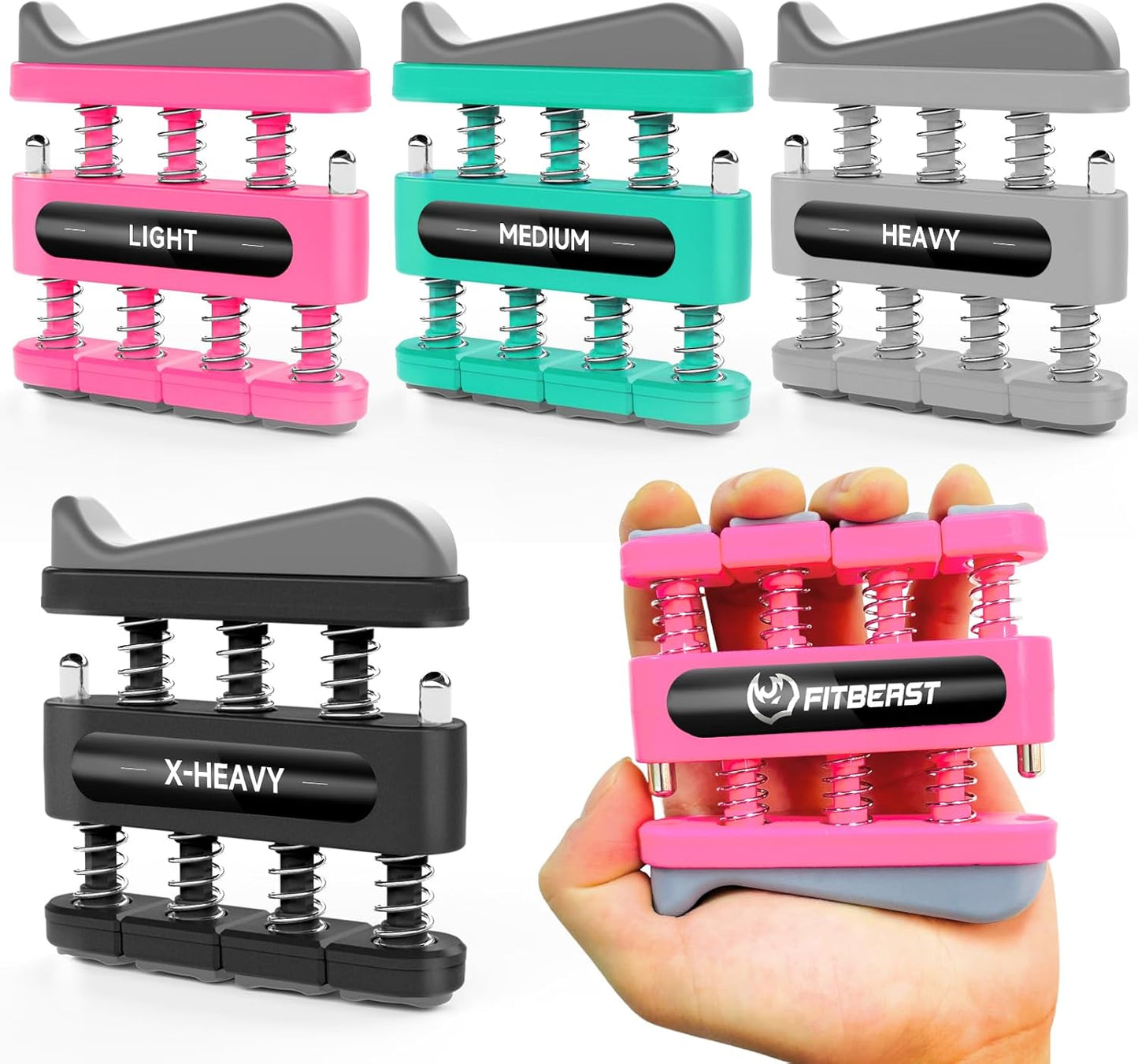 FitBeast Finger Strengthener, Finger Exerciser, Hand Exerciser for Improve Dexterity and Strength in Fingers, Hands, Forearms–Grip Strength Trainer for Musicians, Climbers