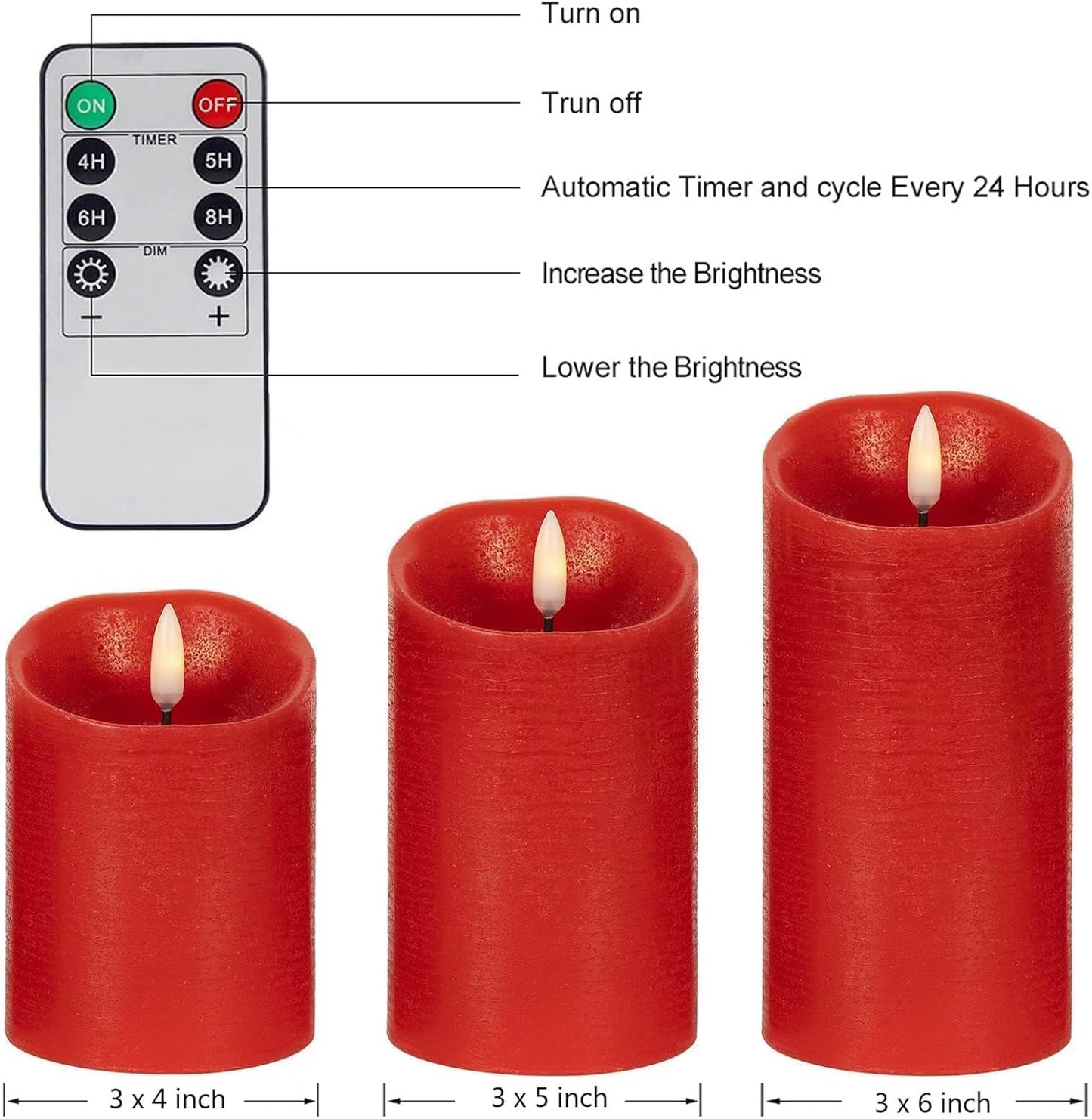 ANGELLOONG Flickering Flameless Candles, Realistic Battery Operated Candles with Remote and Timer, Set of 3 LED Candles for Fall Room Home Wedding Decor Centerpieces Table Party Christmas Decorations