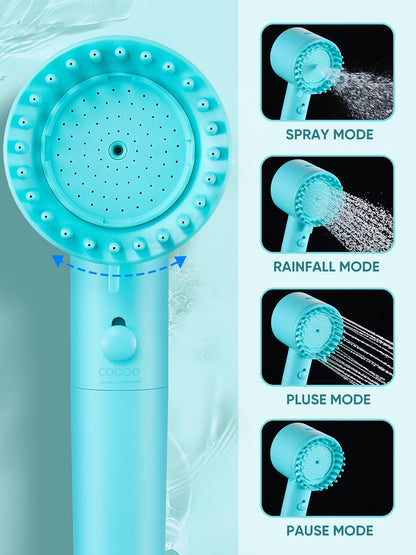 Cobbe Filtered Shower Head with Handheld, 4+1 Spray Mode Showerhead with Filters, Built-in Power Wash for Hard Water - Remove Chlorine - Reduces Dry Itchy Skin, Luxury Gray