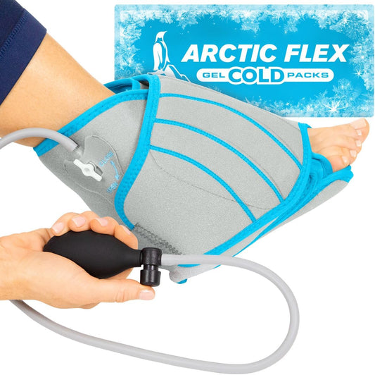 Vive Compression Ankle Ice Pack Wrap for Foot Pain Relief - Soft Cold Brace for Recovering Injuries - Support for Swelling, Sprains, & Fractures - Filled with Reusable Gel, Fits Small & Large Feet