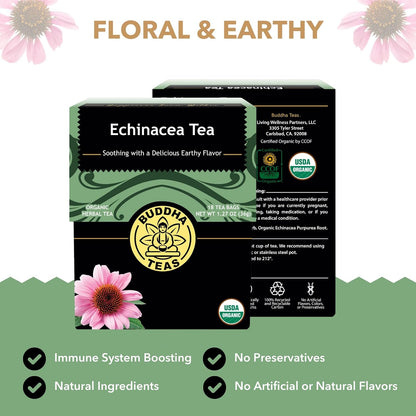 Buddha Teas Organic Echinacea Tea - Herbal Tea, Caffeine Free