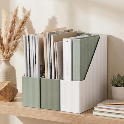 Beautiful Magazine Holder Set of 3 - Sturdy File Holder for Desk or Shelves