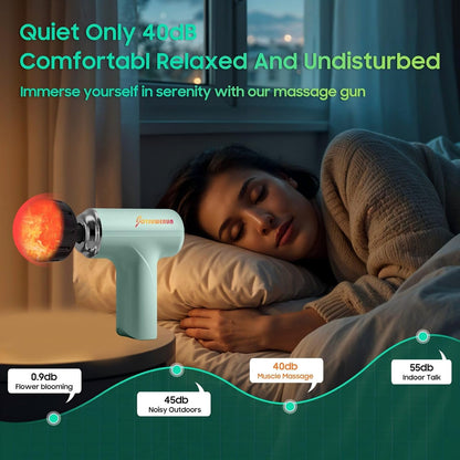 Massage Gun with Heat – Amazing Power! Deep Tissue Percussion Massager, Handheld Mini Muscle Gun, 5 Massage Heads, Quiet & Portable