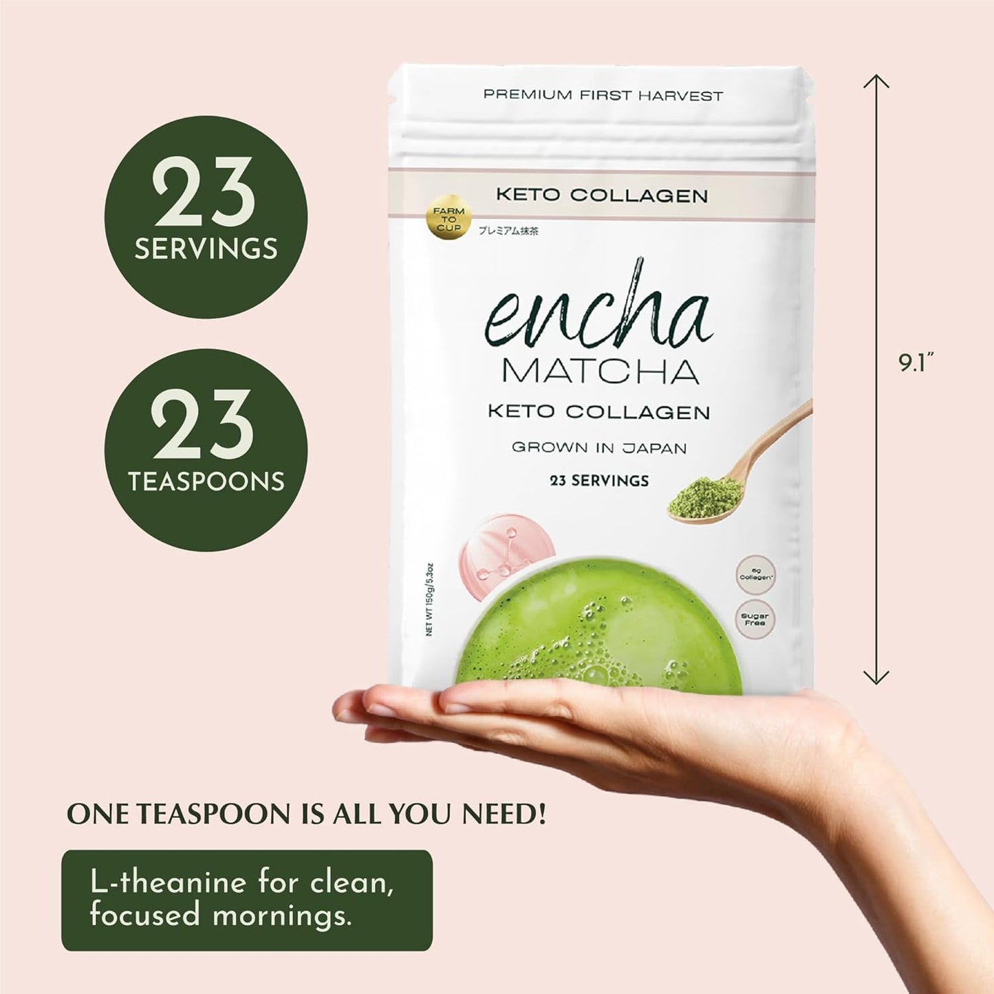 Encha Matcha - Latte Grade Matcha Powder - Unsweetened, First Harvest, Organic Green Tea Powder From Uji, Japan (30G/1.06 Ounce) Premium for Latte, Smoothie - Caffeine, L-Theanine