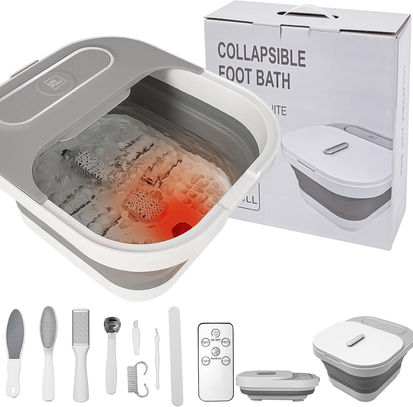 UNIFULL Collapsible Foot Spa Bath with Heat and Remote Control