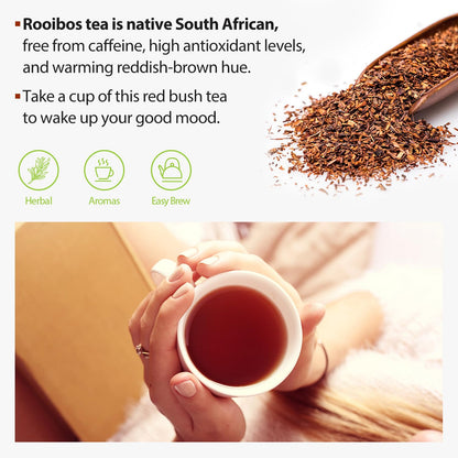 Soeos Organic Rooibos Tea, 100 Teabags, Naturally Caffeine Free, USDA and Non GMO Certify, Smooth and Robust Flavor, Excellent for Hot or Iced Brew, 9oz (250g)