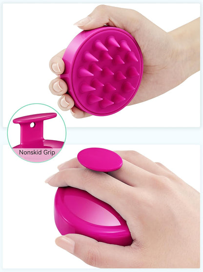 HEETA Scalp Massager Hair Growth, Soft Silicone Scalp Scrubber Shampoo Brush for Exfoliation, Dandruff Removal Head Massage Stress Relax, Wet & Dry Use for Thick Thin Curly Hair Care, Black