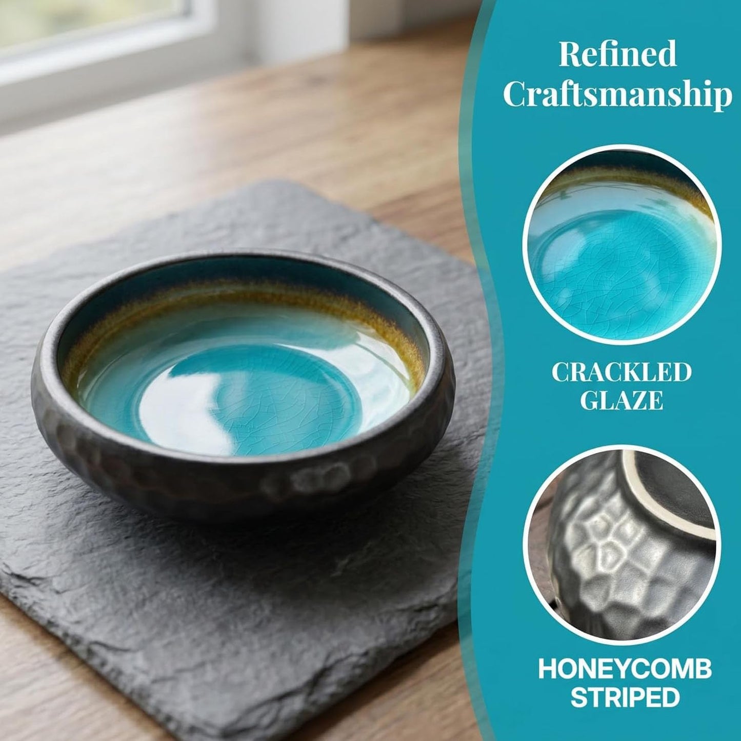 6 Inch Incense Holder with Ash Catcher,Handmade Crack Blue Glaze Ceramic Incense Burner Bowl with 9-Hole Design for Sticks,Cones,Coils Sage,Palo Santo - Perfect for Meditation,Yoga & Zen Home Décor
