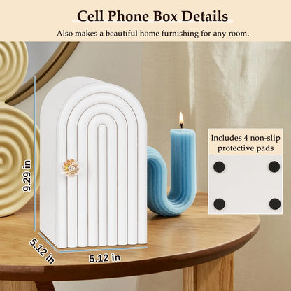 Phone Box for Family Time, Bamboo Cell Phone Jail, White