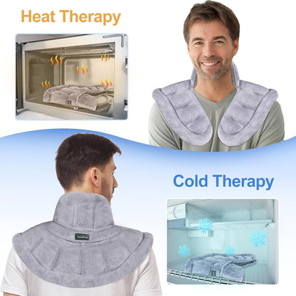 SuzziPad Microwave Heating Pad for Neck and Shoulders, Microwavable Heated Neck Wrap Warmer with Moist Heat, Herbal Lavender Aromatherapy, Hot & Cold Compress, Ideal for Mother's Day
