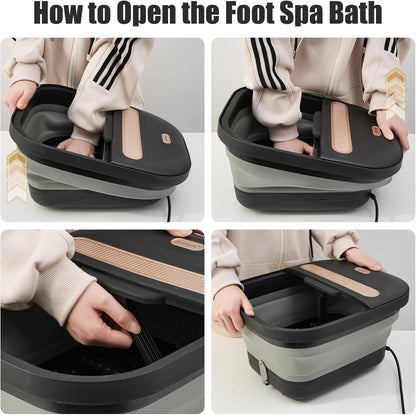 Collapsible Foot Spa Bath with Massager and Heat and Bubble Jets, Temperature Control, Remote Control, Pumice Stone, Pedicure Foot Spa for Relaxation Gift for Women Man