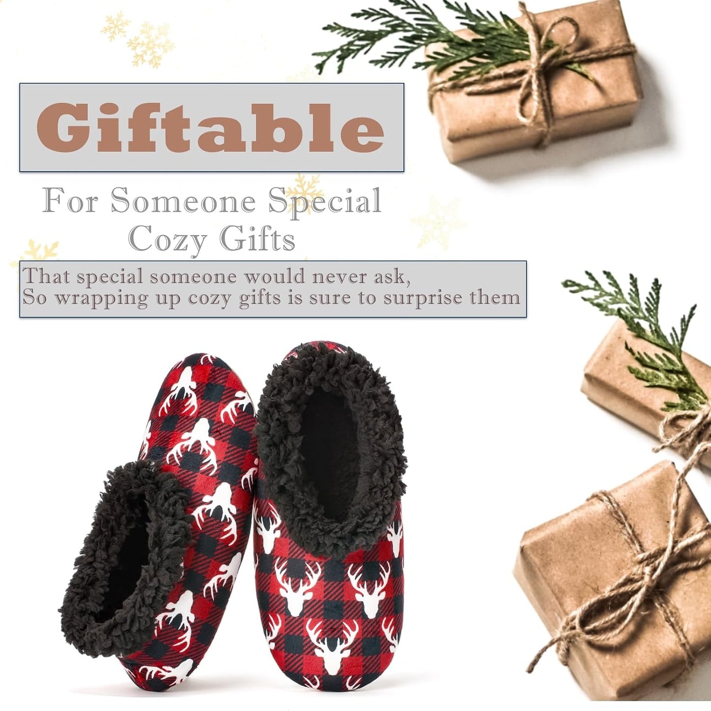 Cozylook Fuzzy Slippers for Women Indoor Soft Sole Slipper Socks with Non Slip Grippers Warm Fluffy