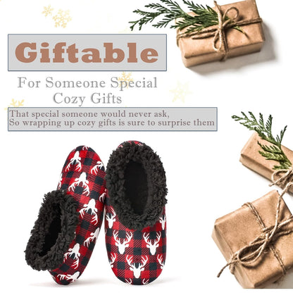 Cozylook Fuzzy Slippers for Women Indoor Soft Sole Slipper Socks with Non Slip Grippers Warm Fluffy