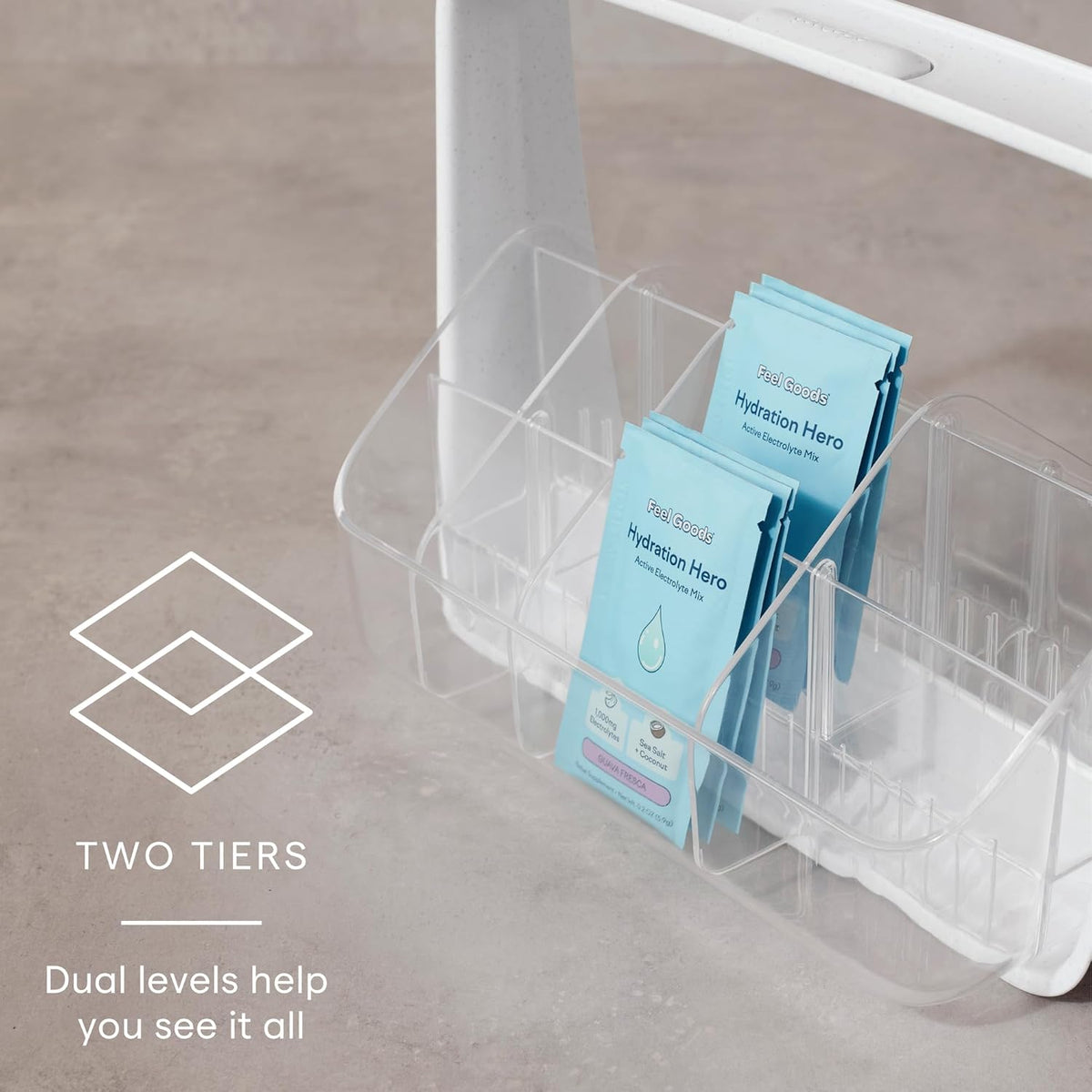 YouCopia TeaStand Tea Bag Organizer with Clear Removable Bins, Cabinet or Pantry Storage Caddy, 80-Bag