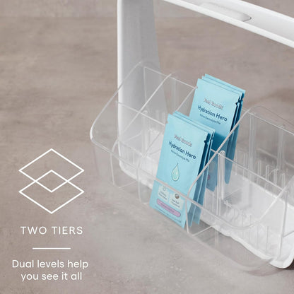 YouCopia TeaStand Tea Bag Organizer with Clear Removable Bins, Cabinet or Pantry Storage Caddy, 80-Bag