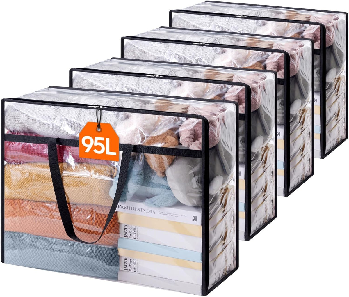 Lifewit 45L Clear Clothes Storage Bags,Plastic Foldable Blanket Storage Bag