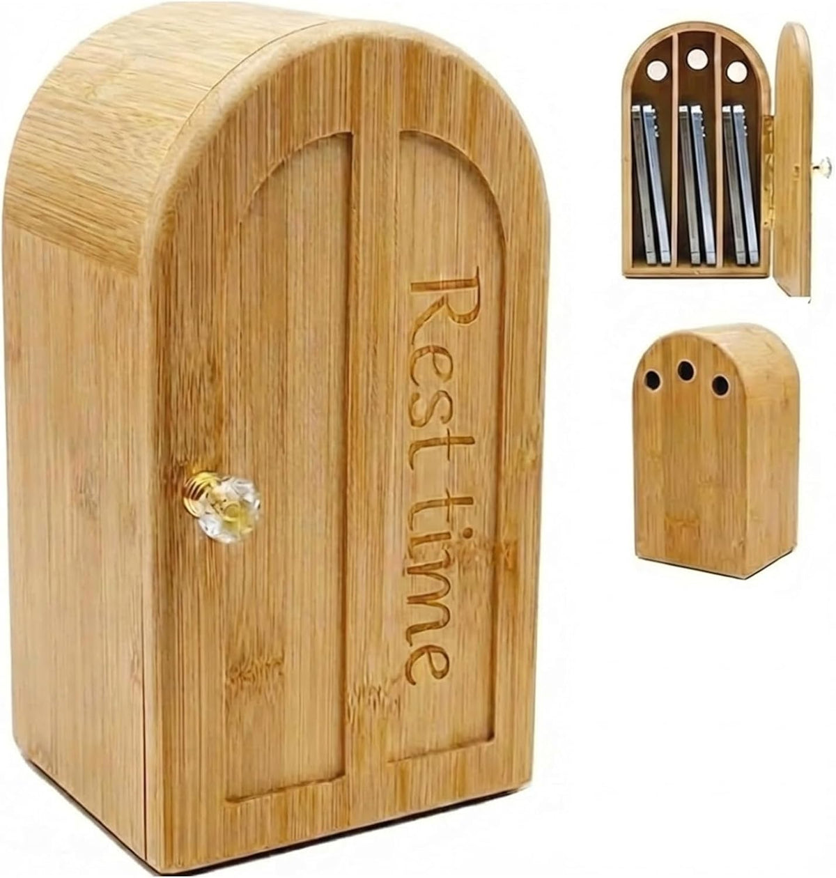 Phone Box for Family Time - Decorative Cell Phone Jail Holds Up to 6 Phones, Magnetic Closure & Charging Holes Bamboo Phone Lock Box Help Kids Adults Focus Back Mobile Phone Addiction