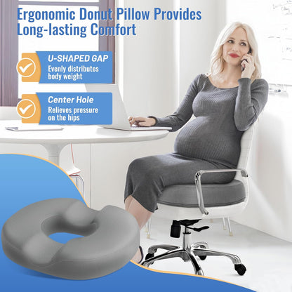 CloudBliss Donut Pillow Stadium Seat Cushion for Tailbone Pain Relief and Hemorrhoids, Memory Foam Seat Chair Cushion, Portable Seat Cushions for Bleachers, Car, Home & Office