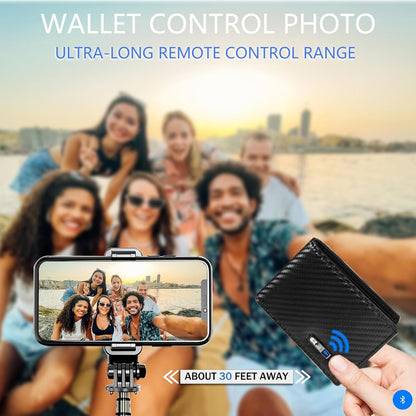 Mens Wallet Tracker Work for Anroid & iOS Device, Smart Wallet for Men WIth Tracker (Android & iOS, Carbon Black & Black)
