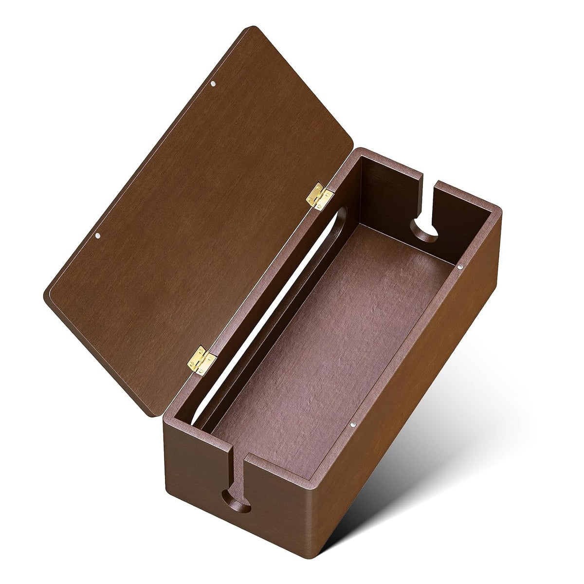 YECAYE Solid Wood Cable Management Box, Walnut Color, 14.2 x 6.1 x 4.1