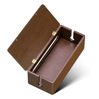 YECAYE Solid Wood Cable Management Box, Walnut Color, 14.2 x 6.1 x 4.1