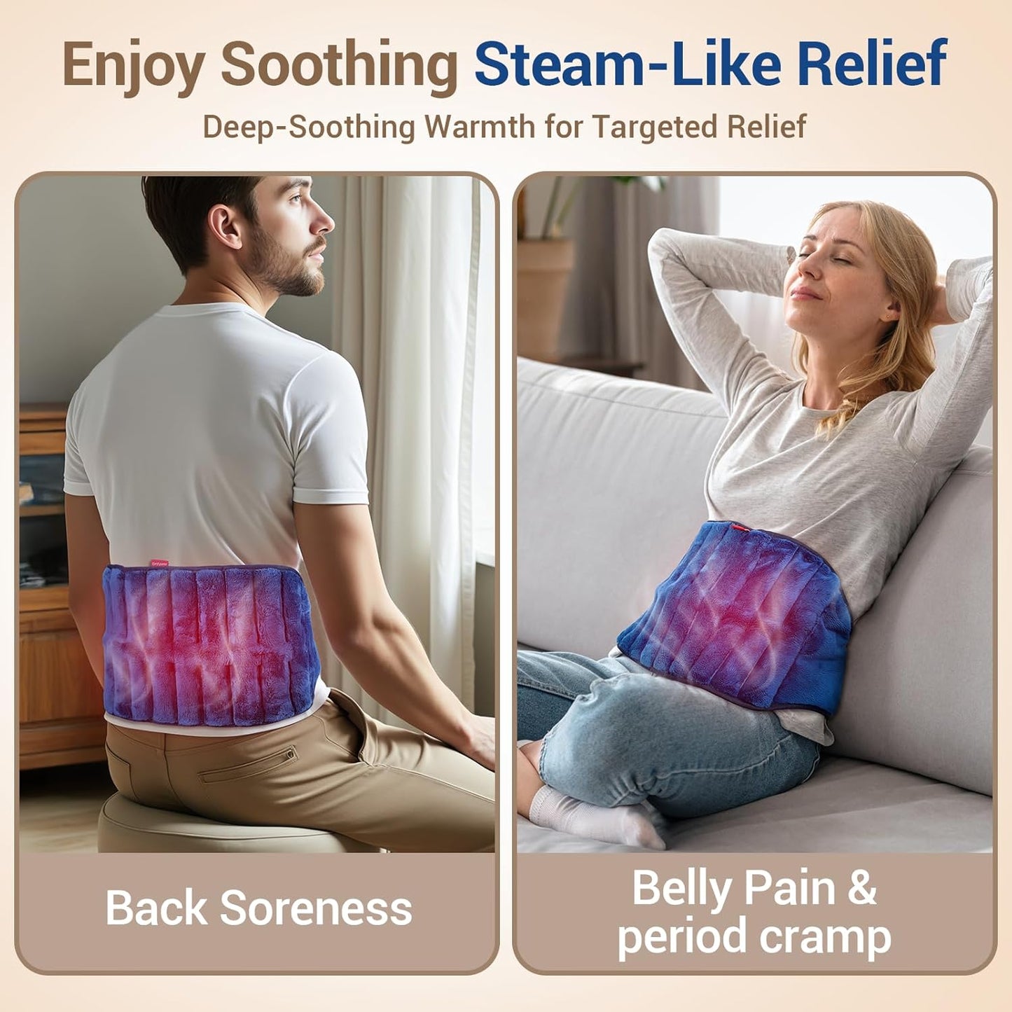 Comfytemp Microwave Moist Heating Pad for Back Pain Relief, Sciatica, FSA Eligible HSA, Microwavable Hot Therapy for Lower Lumbar, Period Cramps, Waist Warm Compress Women Men Gift, Fathers Day Dad