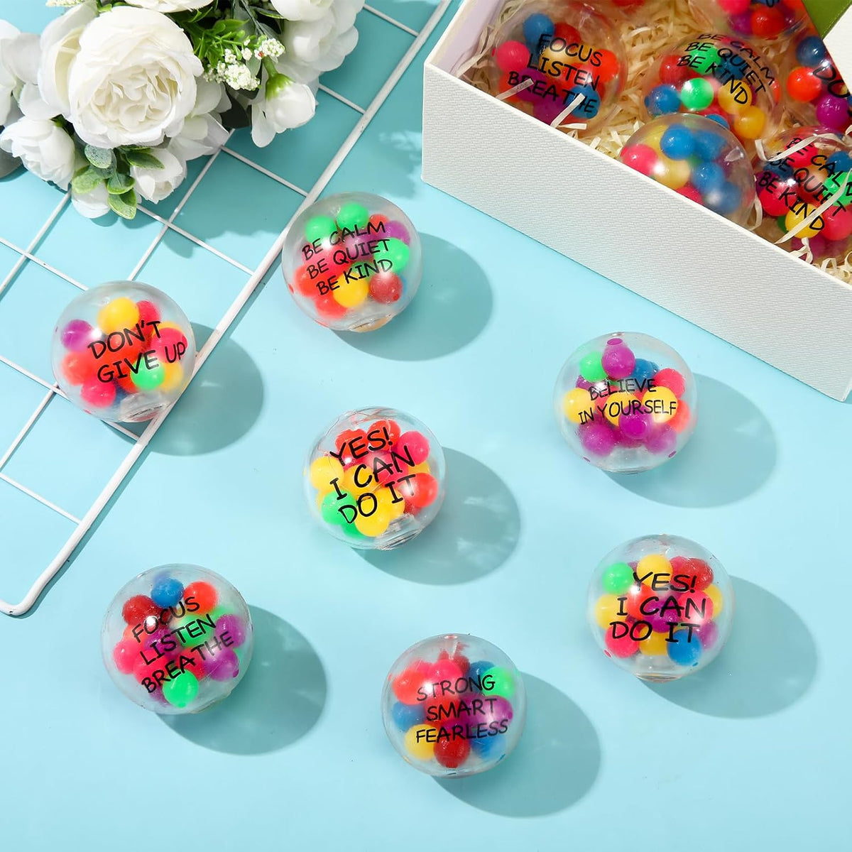 Shappy 12 Pcs Inspirational Sensory Balls, Motivational Fidgets, 2.36 Inch