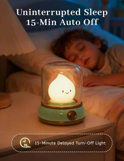 WANIDEA Flameless Candles Lamp, Led Candles,Cute Kerosene Lamp,Silicone Flame Amber Light,Adjustable Dimmable Rechargeable Night Light for Kids,Girls,Teenager Kids Bedroom Christmas