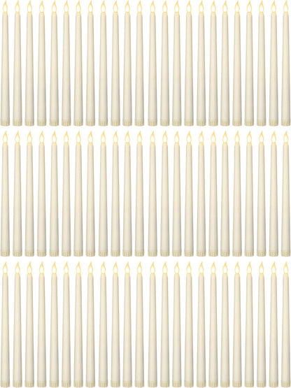 Treela 72 Pcs Flameless LED Taper Candles Battery Operated Candles Bulk 11 Inch Flickering Fake Candlesticks with Warm Light for Valentines Day Church Wedding Party Battery Not Included(Classic,Ivory)