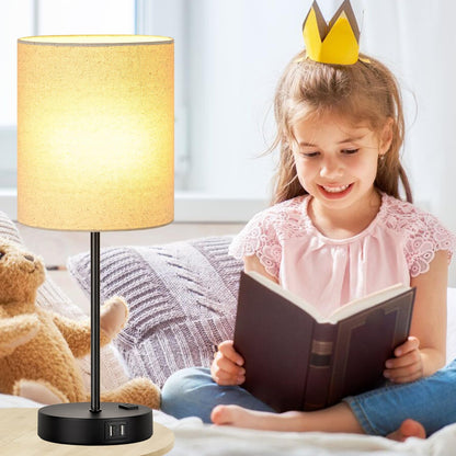 Set of 2 Touch Control Table Lamps with 2 USB & AC Outlet, 3-Way Dimmable Bedside Nightstand Lamps for Bedroom Living Room Nursery, 800 Lumens 5000K Daylight Bulbs Included