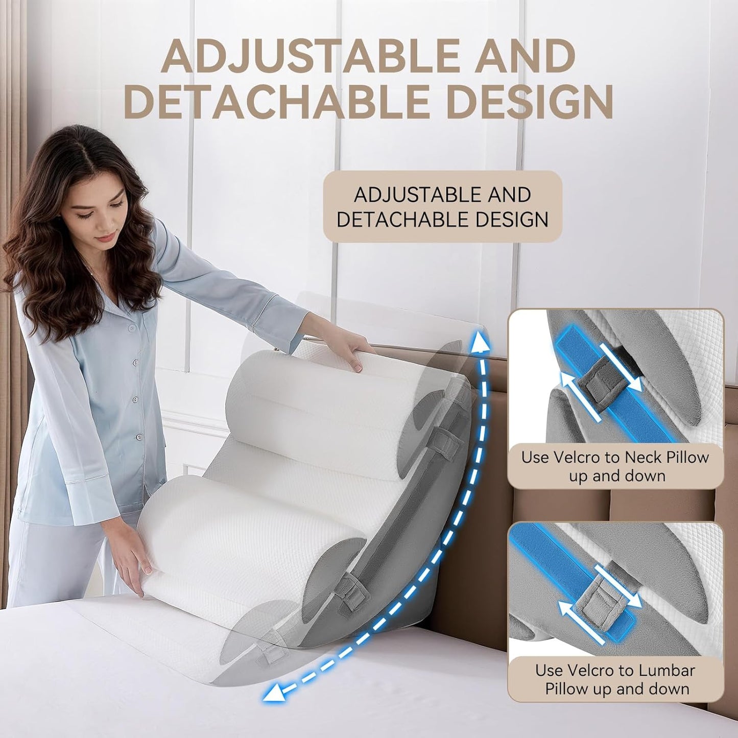 Yojoker 4PCS Orthopedic Bed Wedge Pillow Set for Sleeping, Post Surgery Foam Pillow for Body, Back and Leg Pain Relief, Triangle Adjustable Support Pillow - Acid Reflux, Anti Snoring & GERD Sleeping