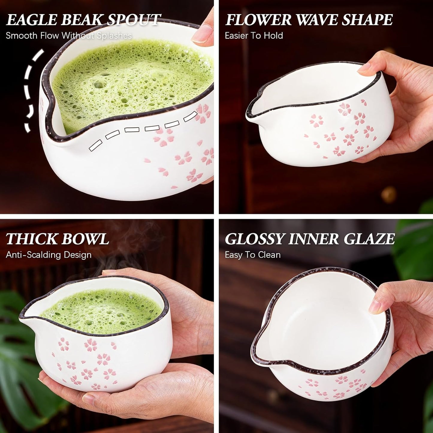 Matcha Whisk Set, 7 PCS Ceramic Matcha Sets with Bowl, Bamboo Whisk and Holder, Towel, Sifter, Bamboo Scoop, Scoop Rest, Christmas Gifts for Tea Lovers, Birthdays New Year Gifts for Women Mom
