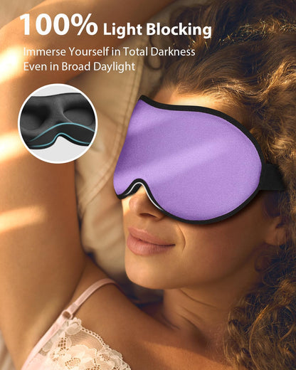 MABAO Weighted Sleep Mask - 100% Blackout Eye Mask for Sleeping for Women Men, 3D Contoured for Lash Extension, Zero Eye Pressure Memory Foam Cover, Soft Gentle Pressure Blindfold for Travel - Black
