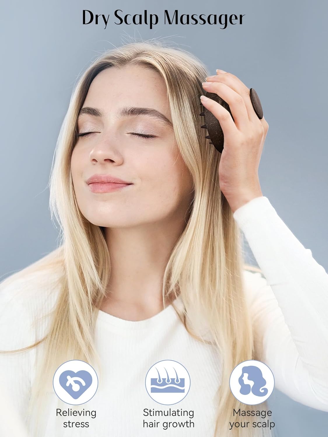 HEETA Scalp Massager Hair Growth, Soft Silicone Scalp Scrubber Shampoo Brush for Exfoliation, Dandruff Removal Head Massage Stress Relax, Wet & Dry Use for Thick Thin Curly Hair Care, Black