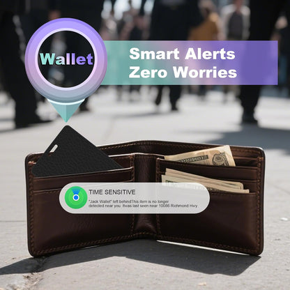 Wallet Tracker Card, Slim Rechargeable Bluetooth Item Locator, Smart Finder Compatible with Apple Find My for Wallet, Luggage, Passport, IP68 Waterproof (iOS Only) (Carbon Fiber Black)