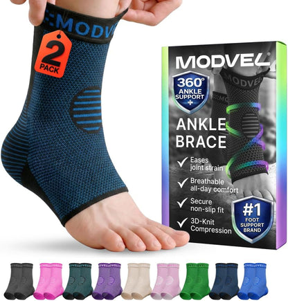 Modvel Foot & Ankle Brace Socks for Sprained Ankle Compression Sleeve - Foot Support for Women & Men - Tendonitis & Arthritis Ankle Brace Sports Running, Torn Ligaments & Women Stabilizing Ankle Wrap