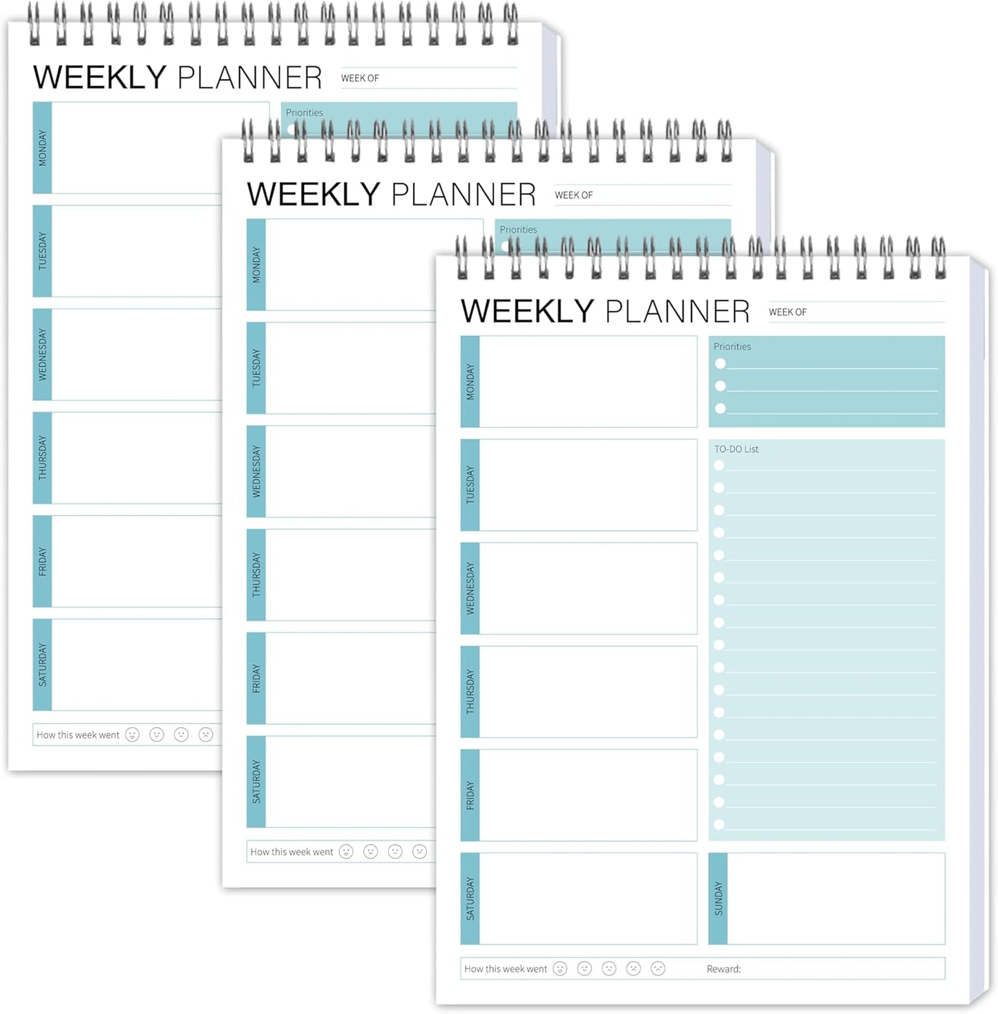 Weekly Planner Notepad,Spiral To Do List Undated Planning Pad, Weekly Organizer for Students, Weekly Agenda for Work & Daily Life, 52 Sheets, 6.5 x 9.8 in (Green)