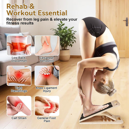 4 Pieces Slant Board with Exercise Bands, Premium Calf Stretch Board, Portable Adjustable Slant Board for Calf Stretching, 350LB Weight Capacity Calf Ankle Achilles Physical Therapy Leg Exercisers