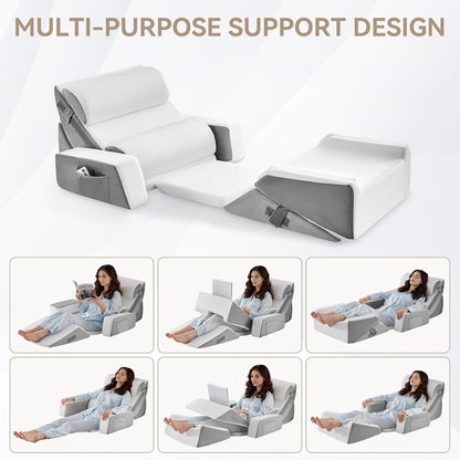 Yojoker 4PCS Orthopedic Bed Wedge Pillow Set for Sleeping, Post Surgery Foam Pillow for Body, Back and Leg Pain Relief, Triangle Adjustable Support Pillow - Acid Reflux, Anti Snoring & GERD Sleeping