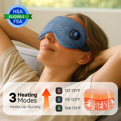 Ezona Cotton Cordless Heated Eye Mask, Warm Eye Compress Mask for Dry Eyes, Washable Eye Heating Pad for Travel, Dry Eyes, Blepharitis, Sinus Migraine (Blue)