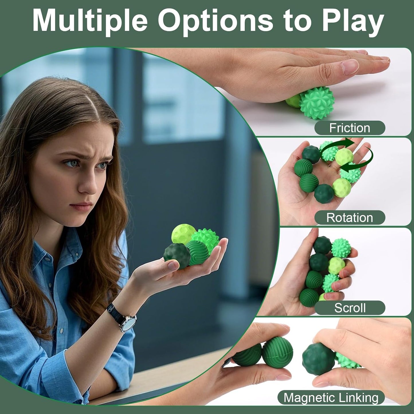 BUSOHA Silicone Fidget Balls - 4 Pack Fidget Toys Adults Sensory Toys Stress Balls for Adults Teens Gifts for Calming,Autism and ADHD Office